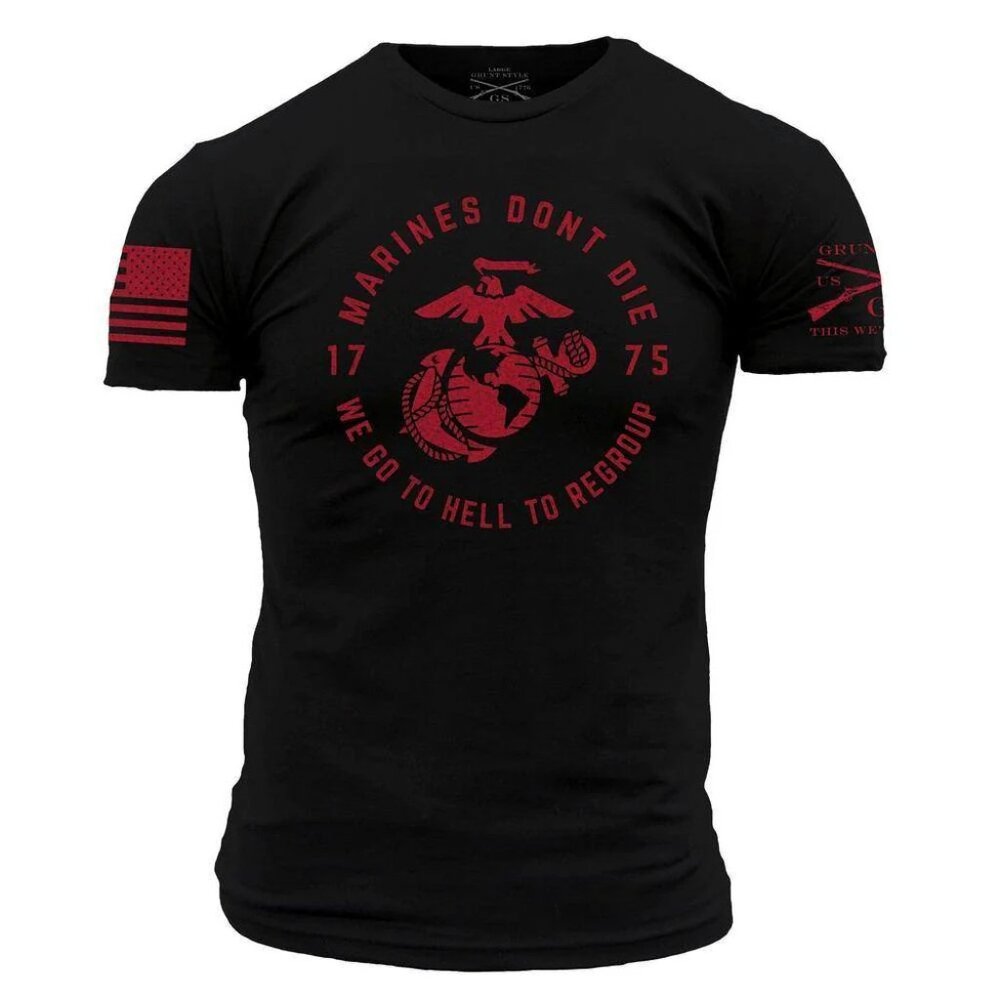NEW - Grunt Style USMC - Regroup T-Shirt - Black, US Marines Devil Dogs NWT